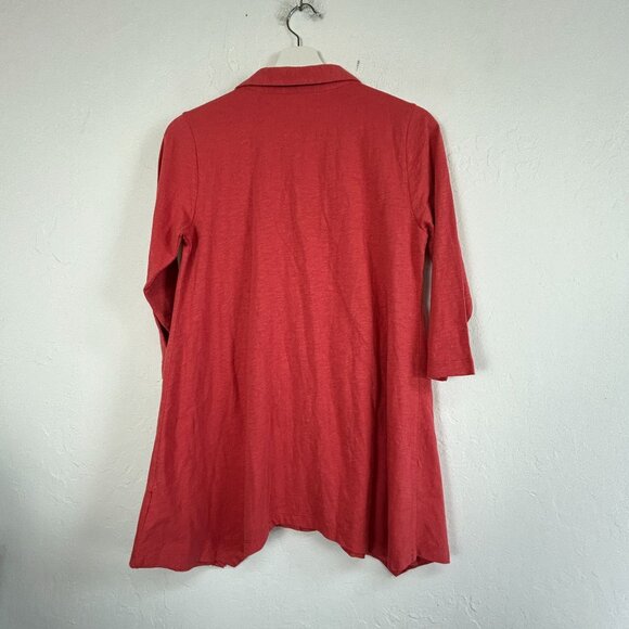 Soft Surroundings Womens Red Button-Front 3/4 Sleeve Swing Tunic Top XS Artsy - Picture 2 of 7